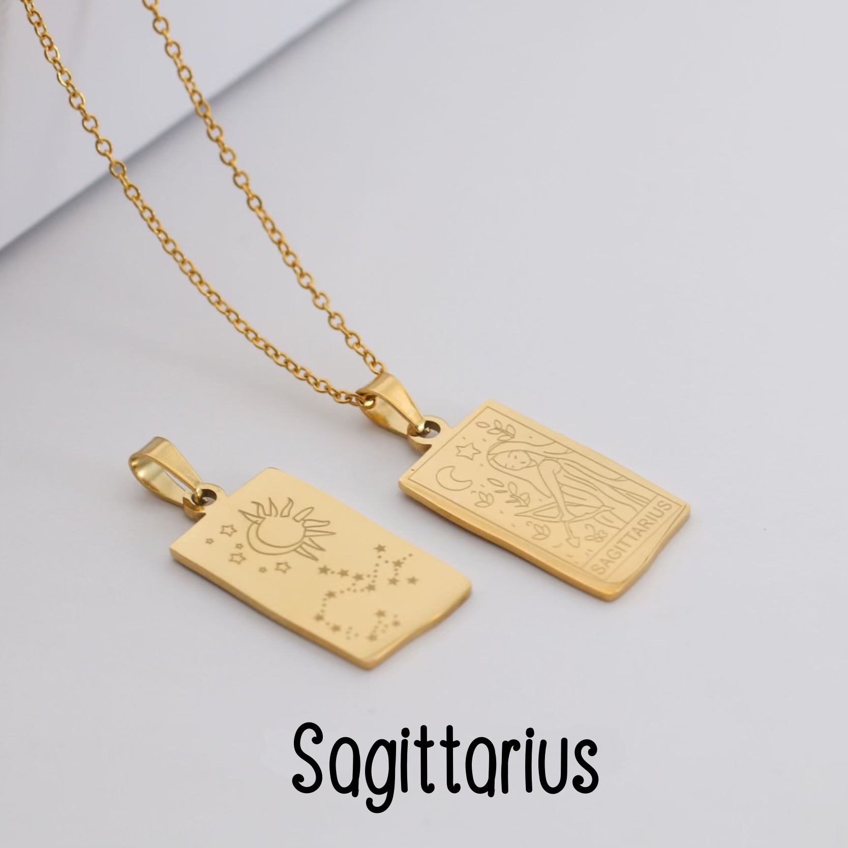 gold plated titanium steel necklace with zodiac pendant