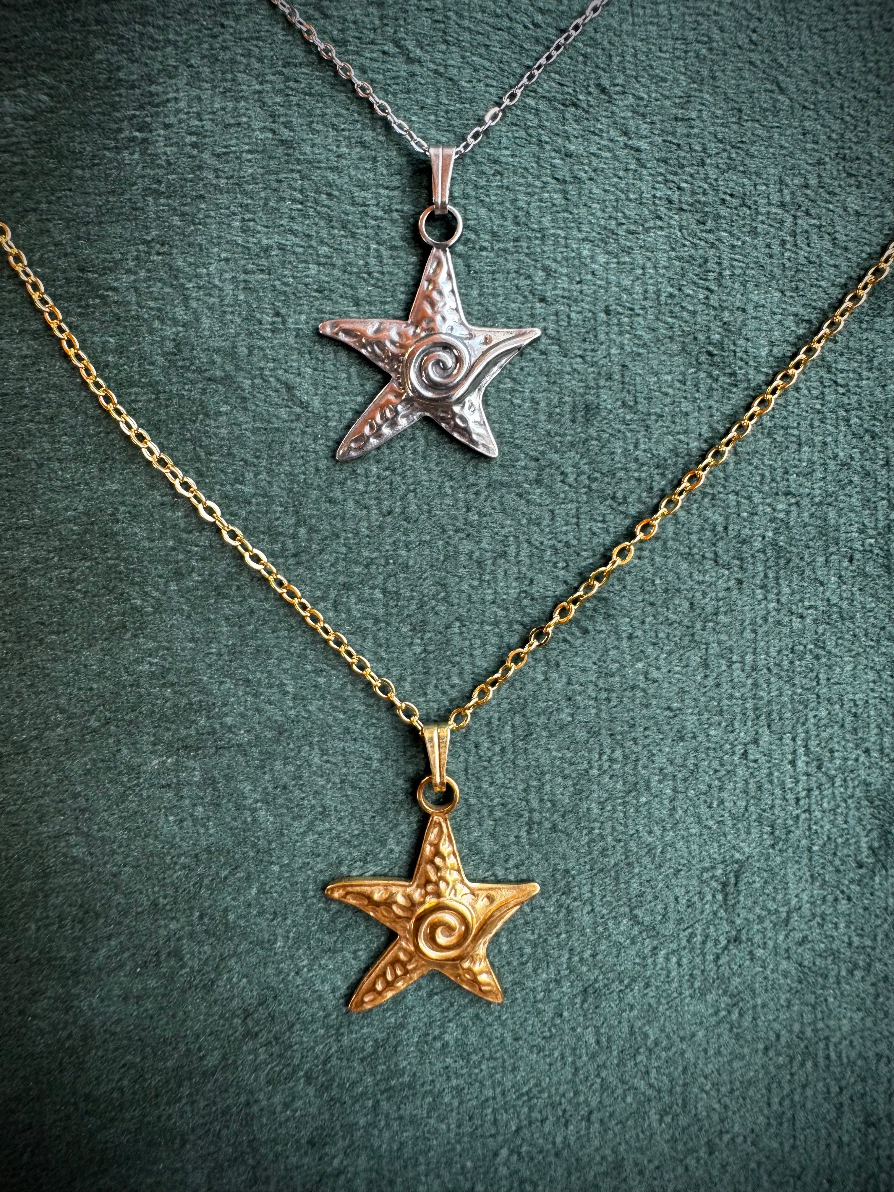 Gold or Silver Starfish with Wave