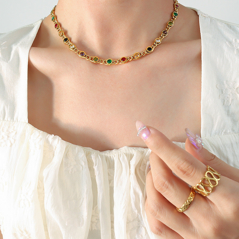 gold plated zircon necklace