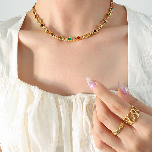 gold plated zircon necklace