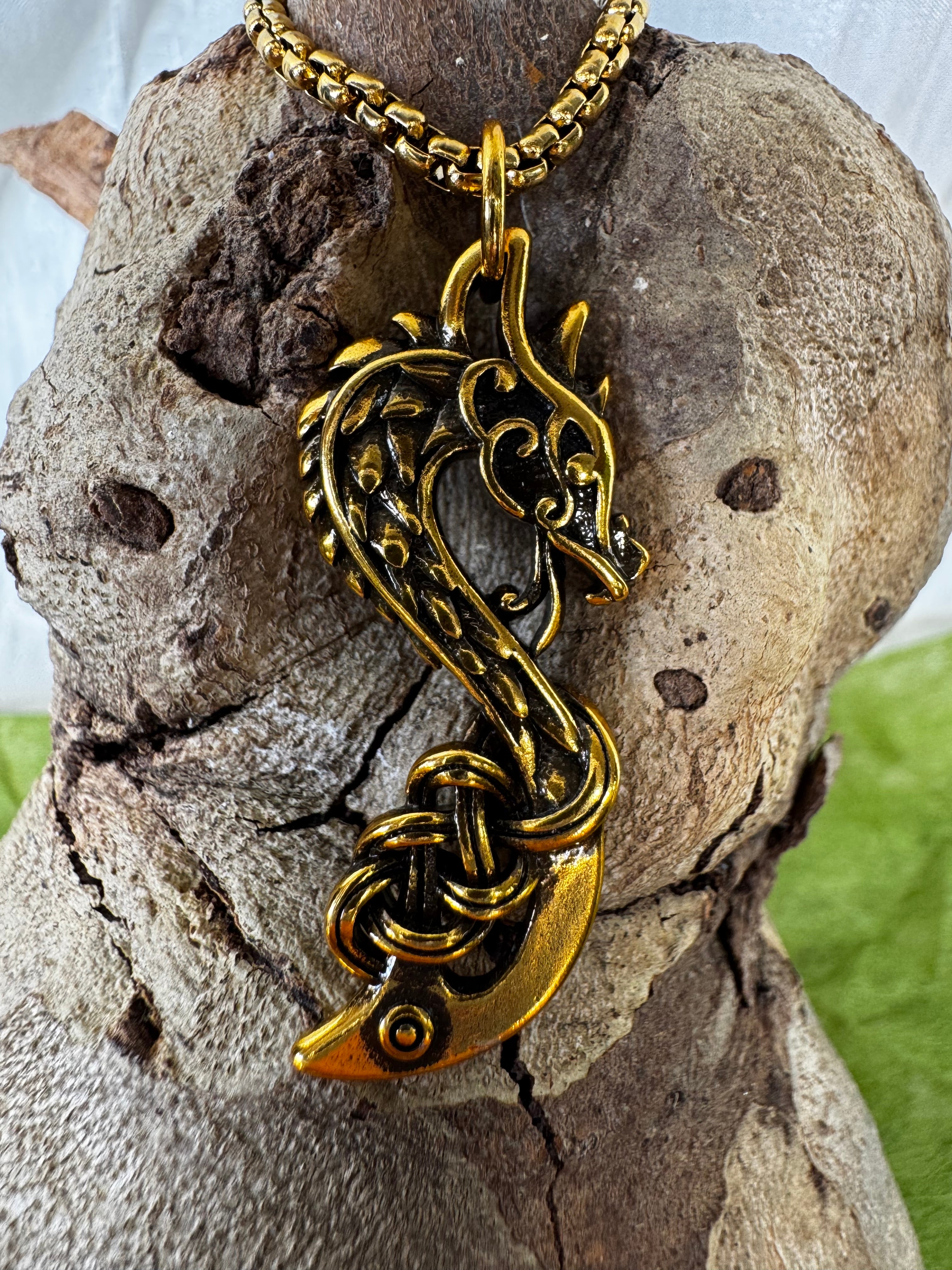 Stainless Steel Gold Dragon Pendant