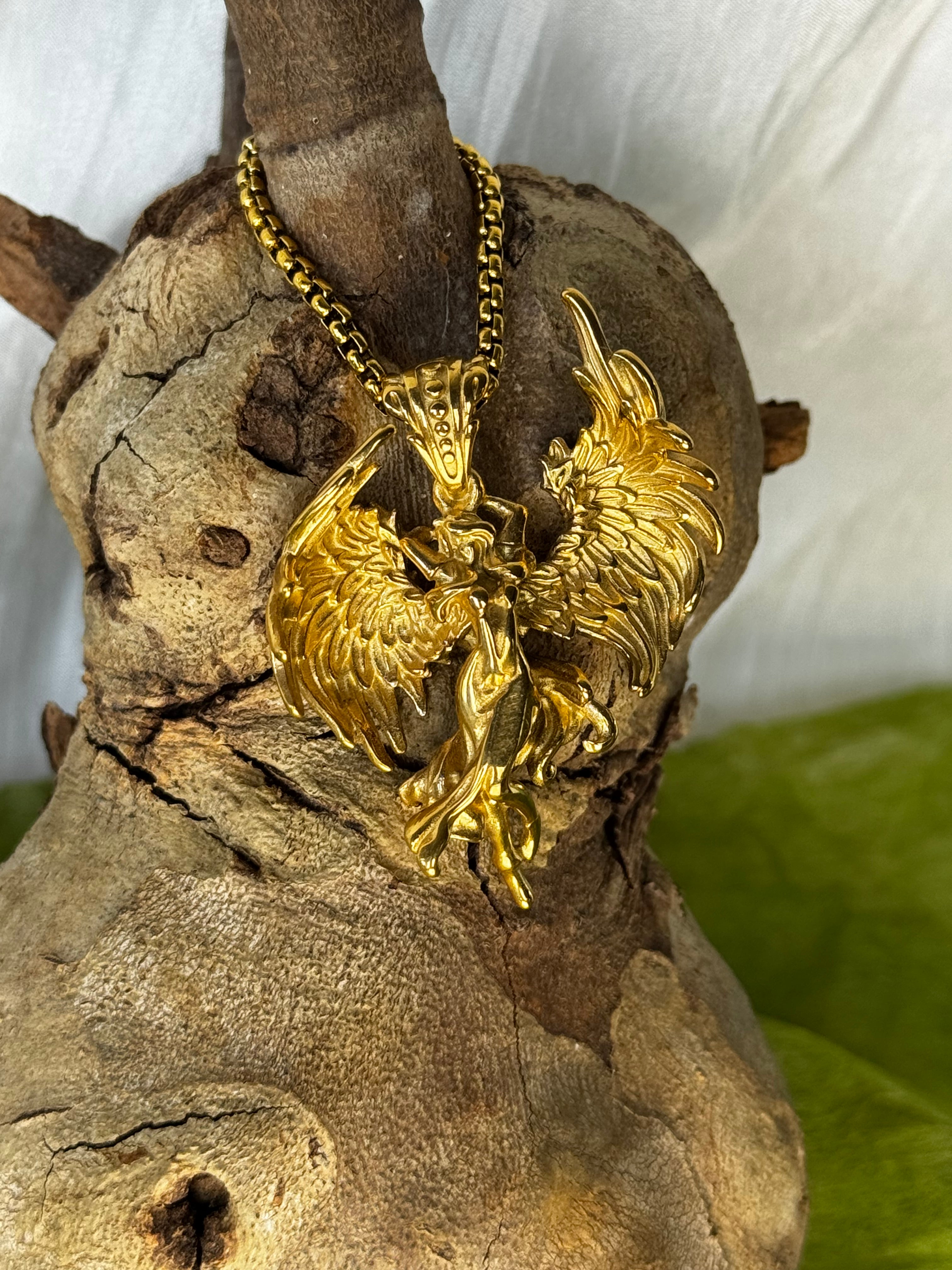 Fallen Angel Gold Stainless Steel Pendant