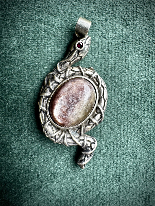 Lepidolite Snake Pendant