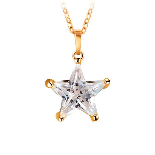 gold plated zircon star pendant and necklace