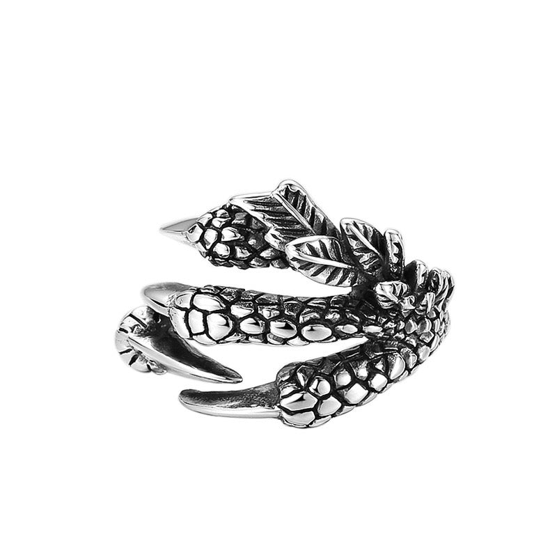 silver dragon claw ring