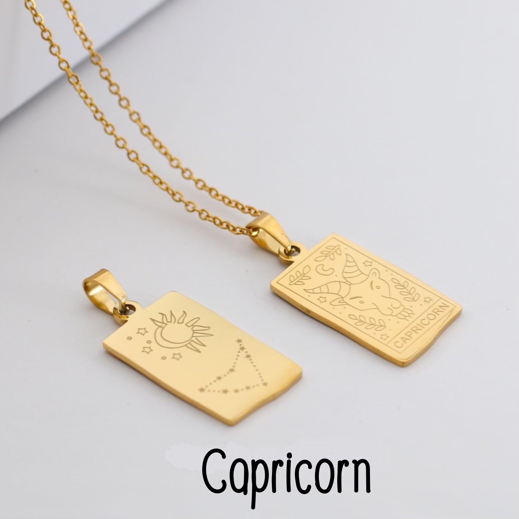 gold plated titanium steel necklace with zodiac pendant