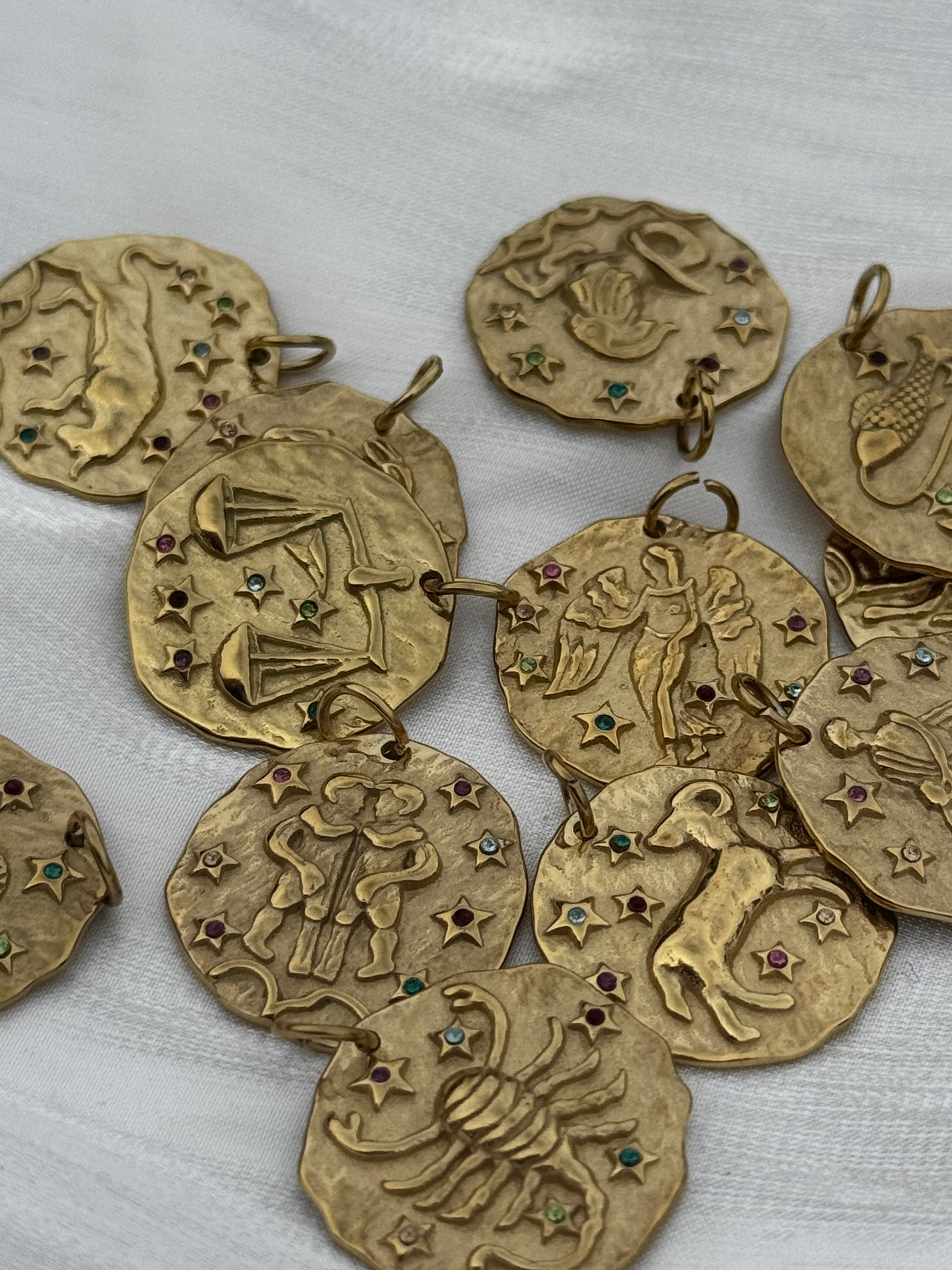 Hammered Zodiac Coin Necklaces