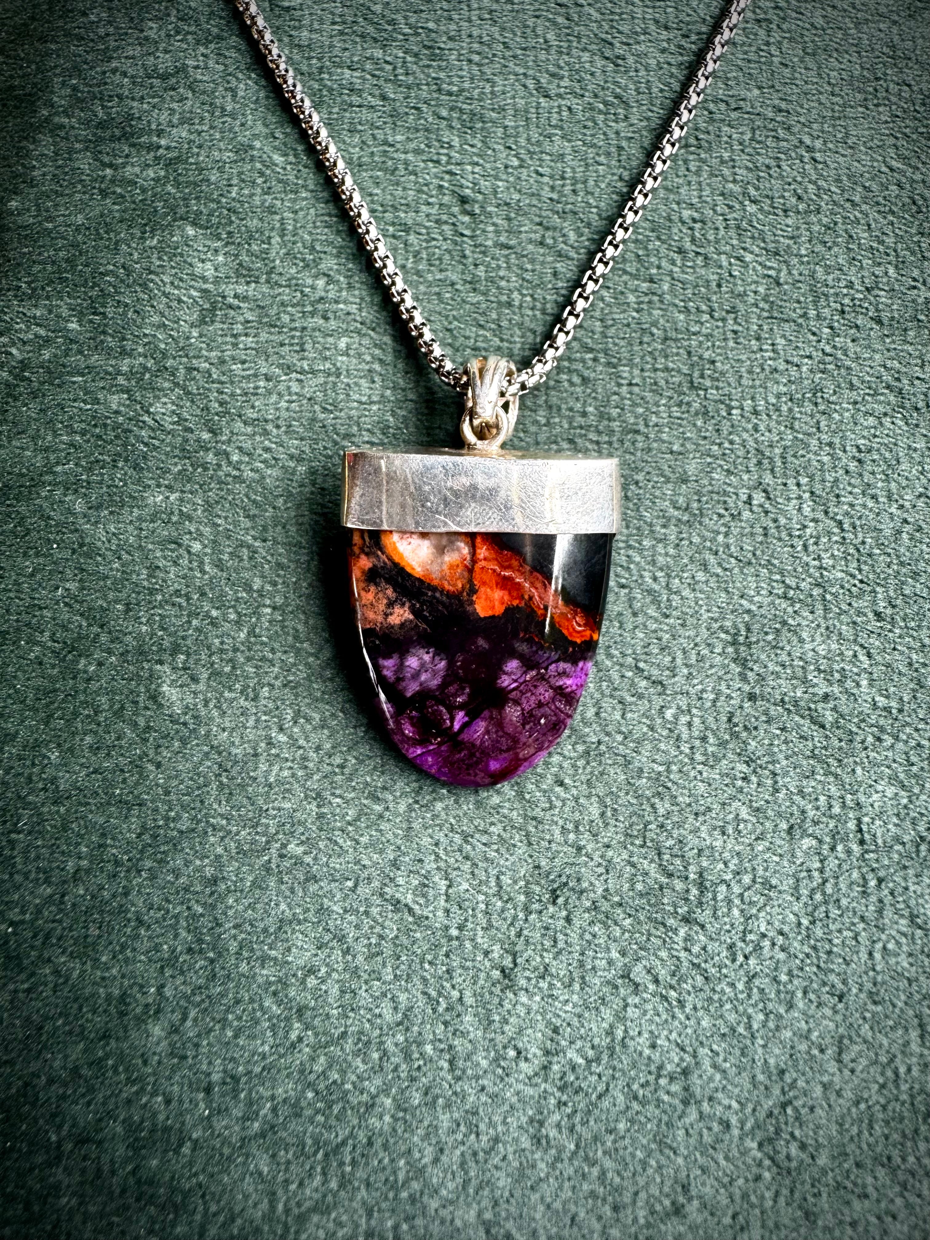 S925 Sugilite & Garnet Pendant