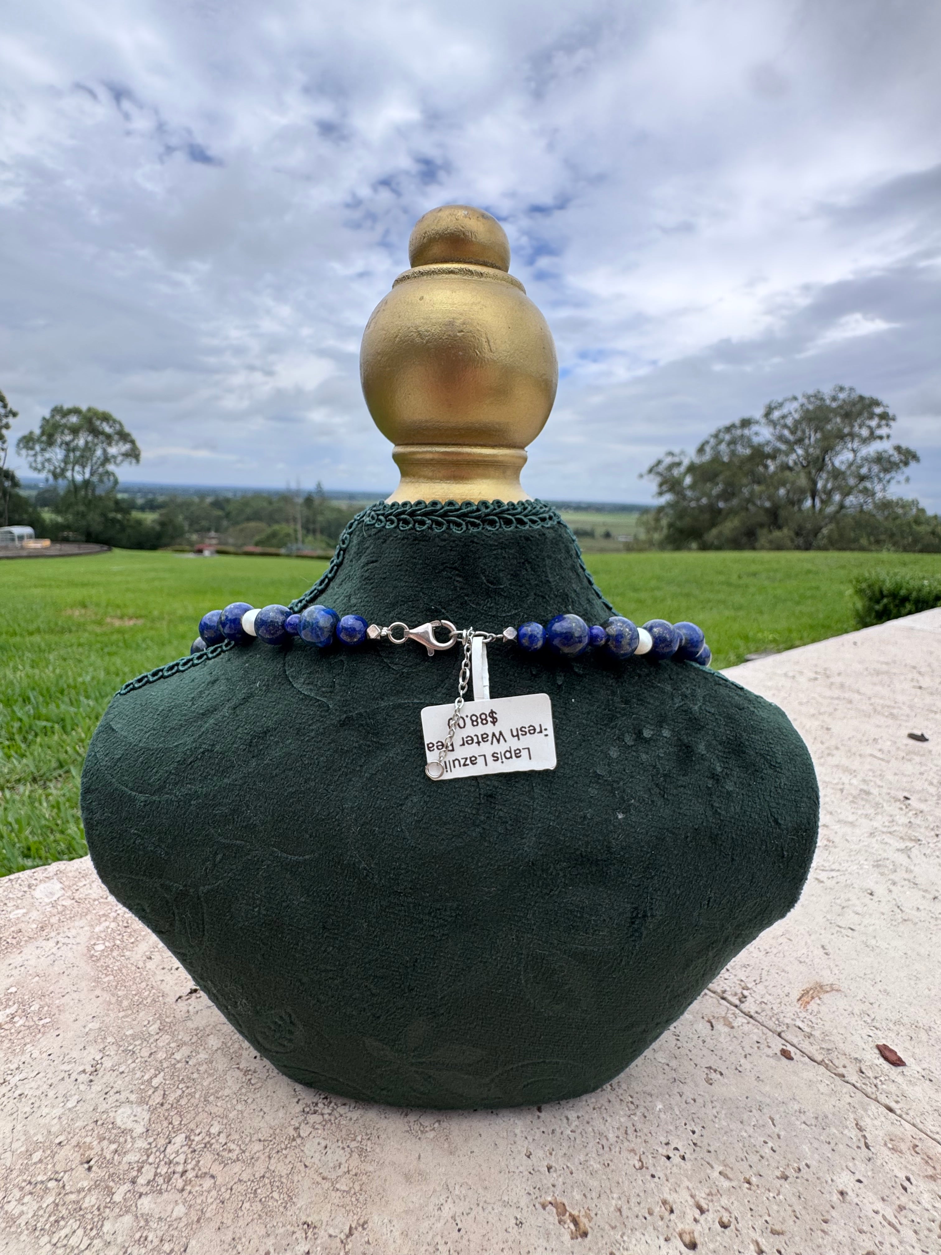 Lapis and Pearl Necklace