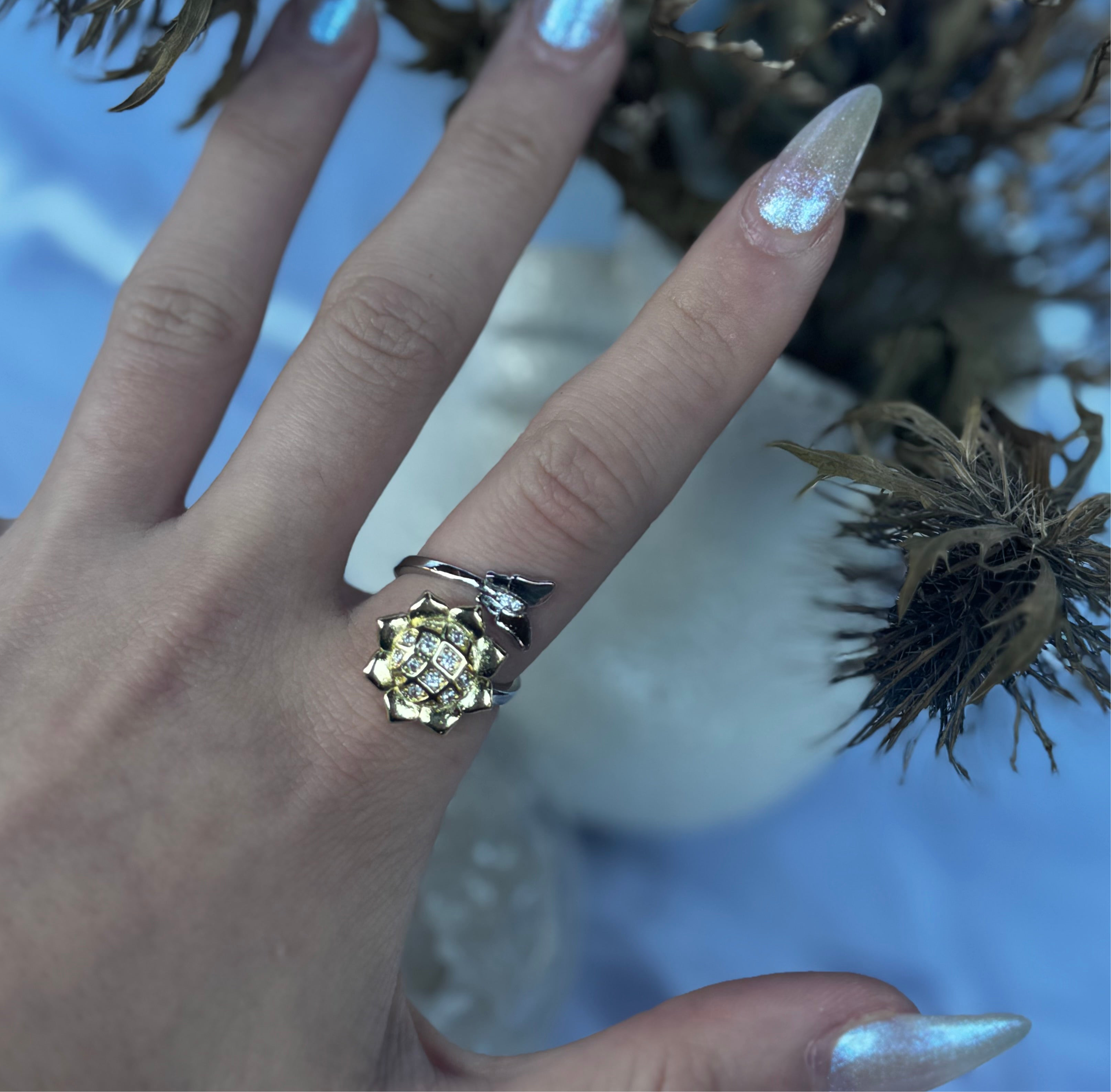Gold Sunflower Fidget Ring