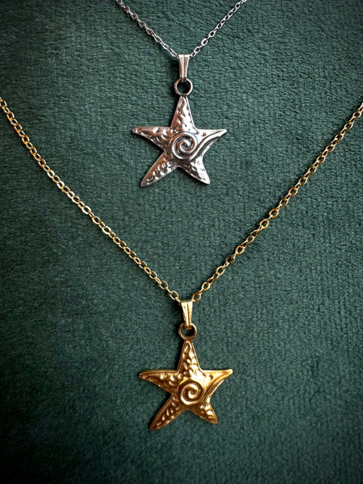 Gold or Silver Starfish with Wave