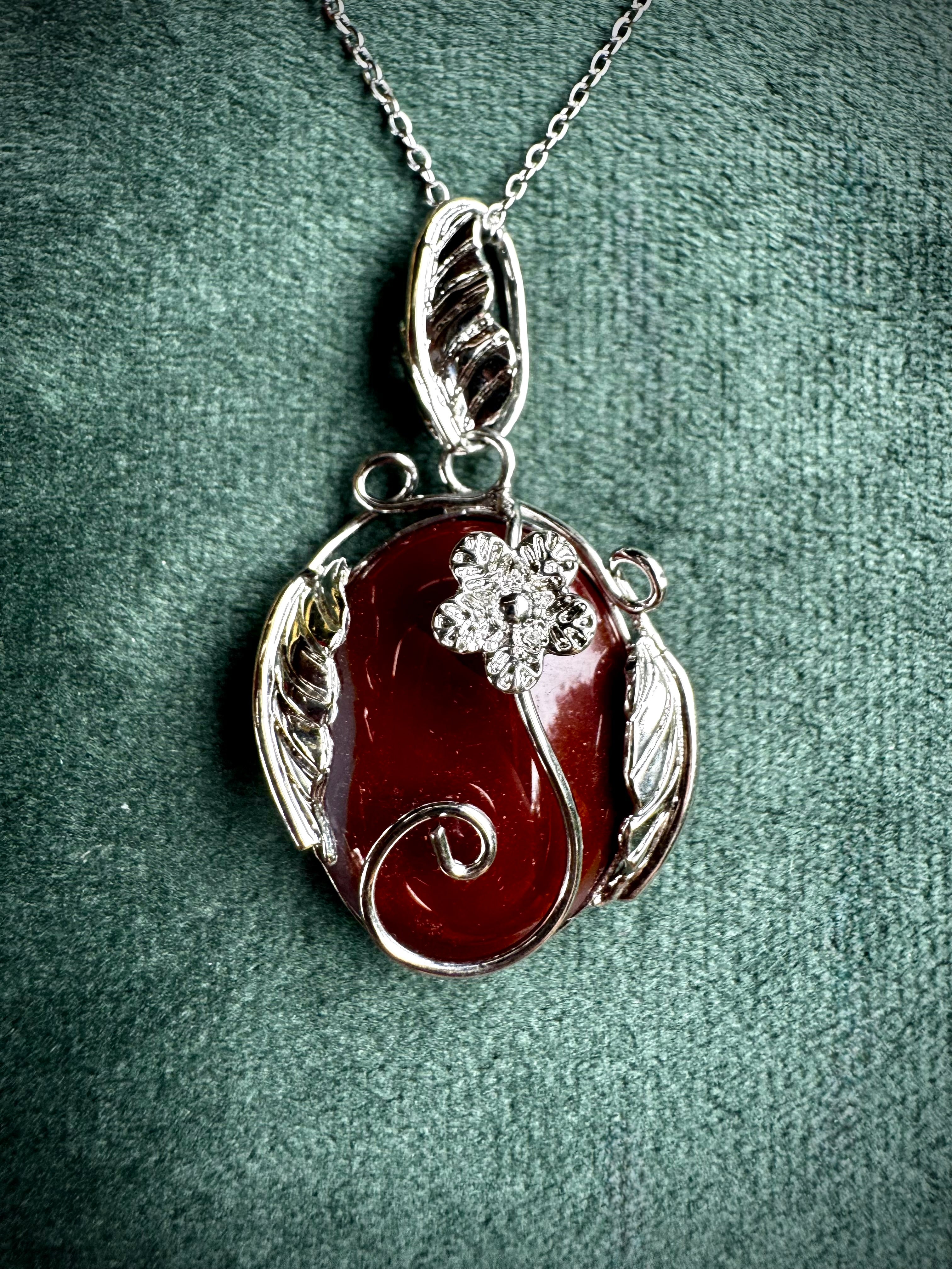 Carnelian Floral Pendant