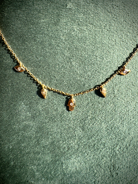 Hamsa & Evil Eye Charm Necklace