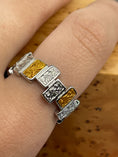 Load image into Gallery viewer, finger silver tile ring with gold plated details
