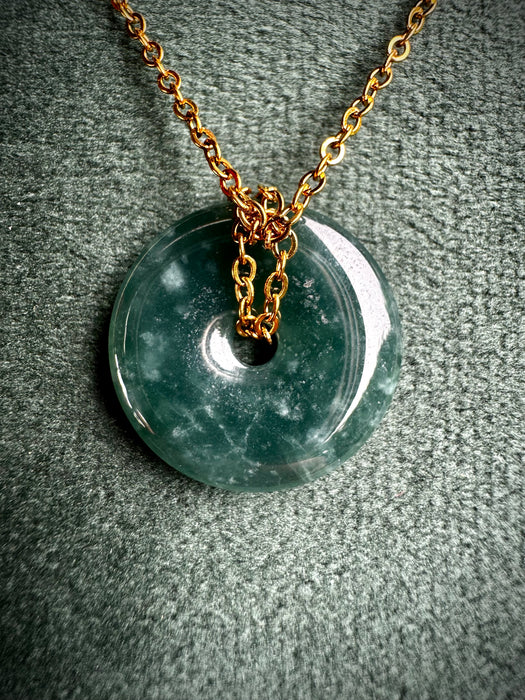 Blue Jade Doughnut Pendant