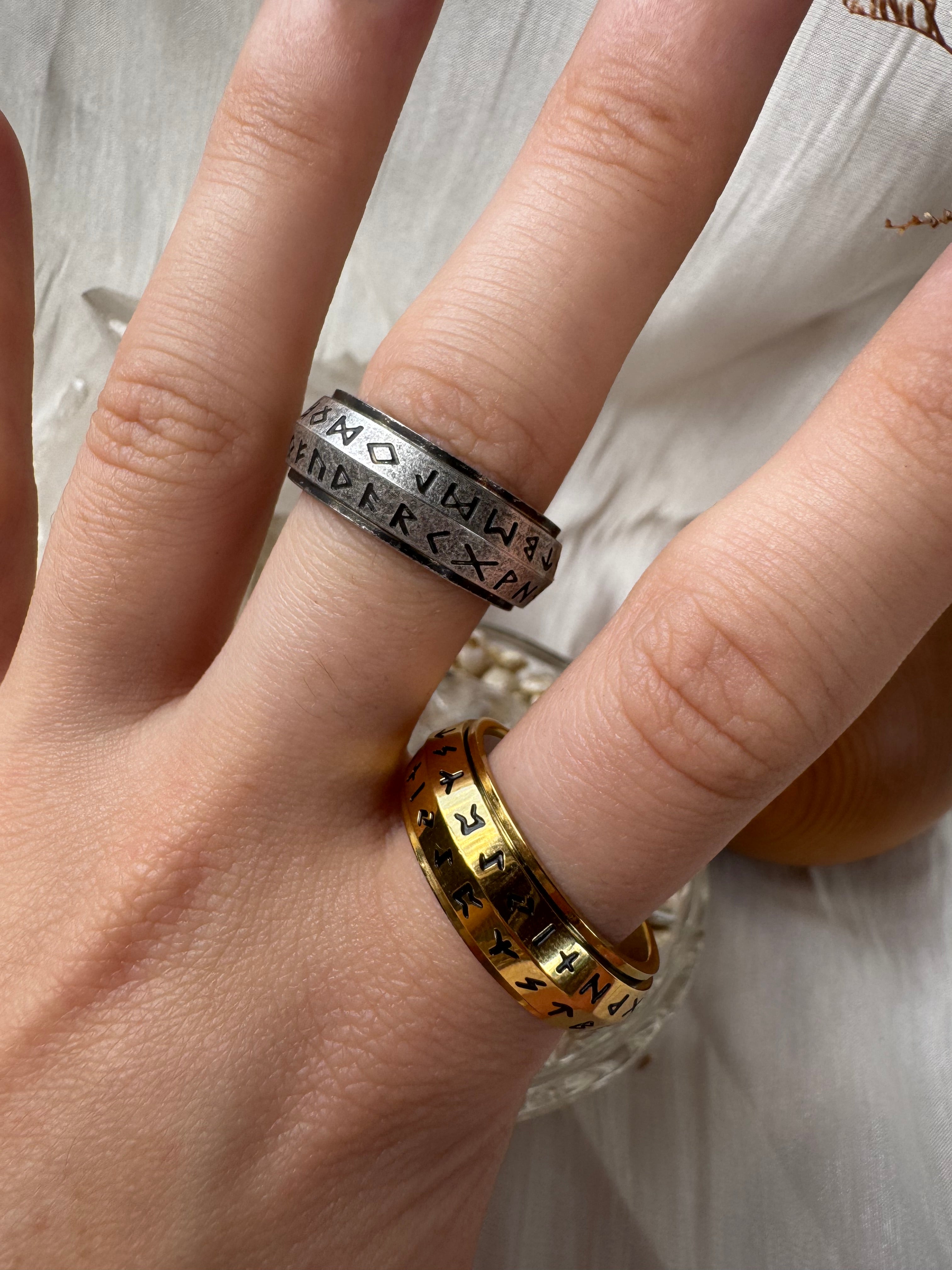 8mm Ancient Viking Fidget Ring - Barrel Shape