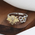 Load image into Gallery viewer, silver fidget ring with gold plated bee design
