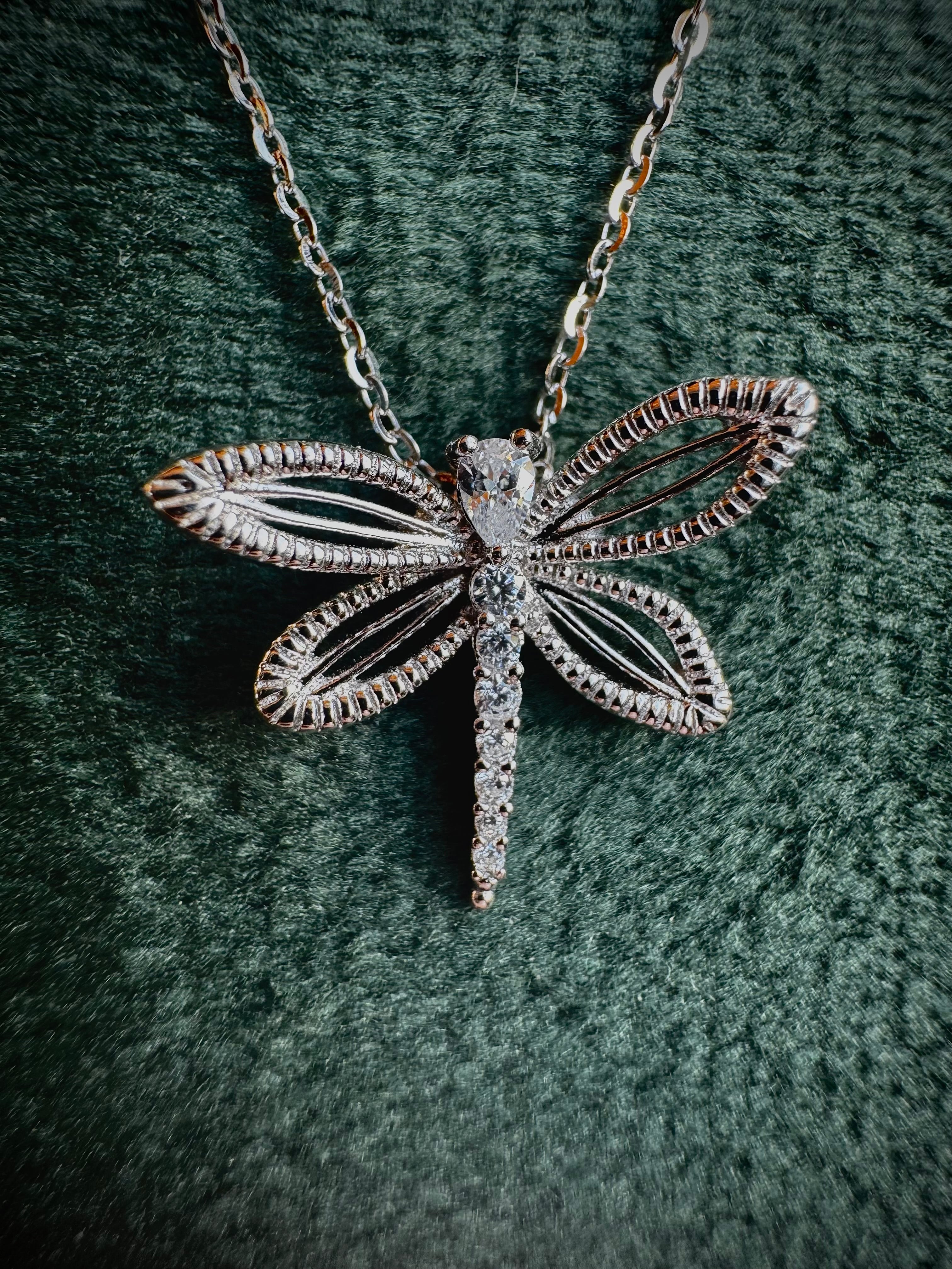 S925 Sparkling Dragonfly Necklace
