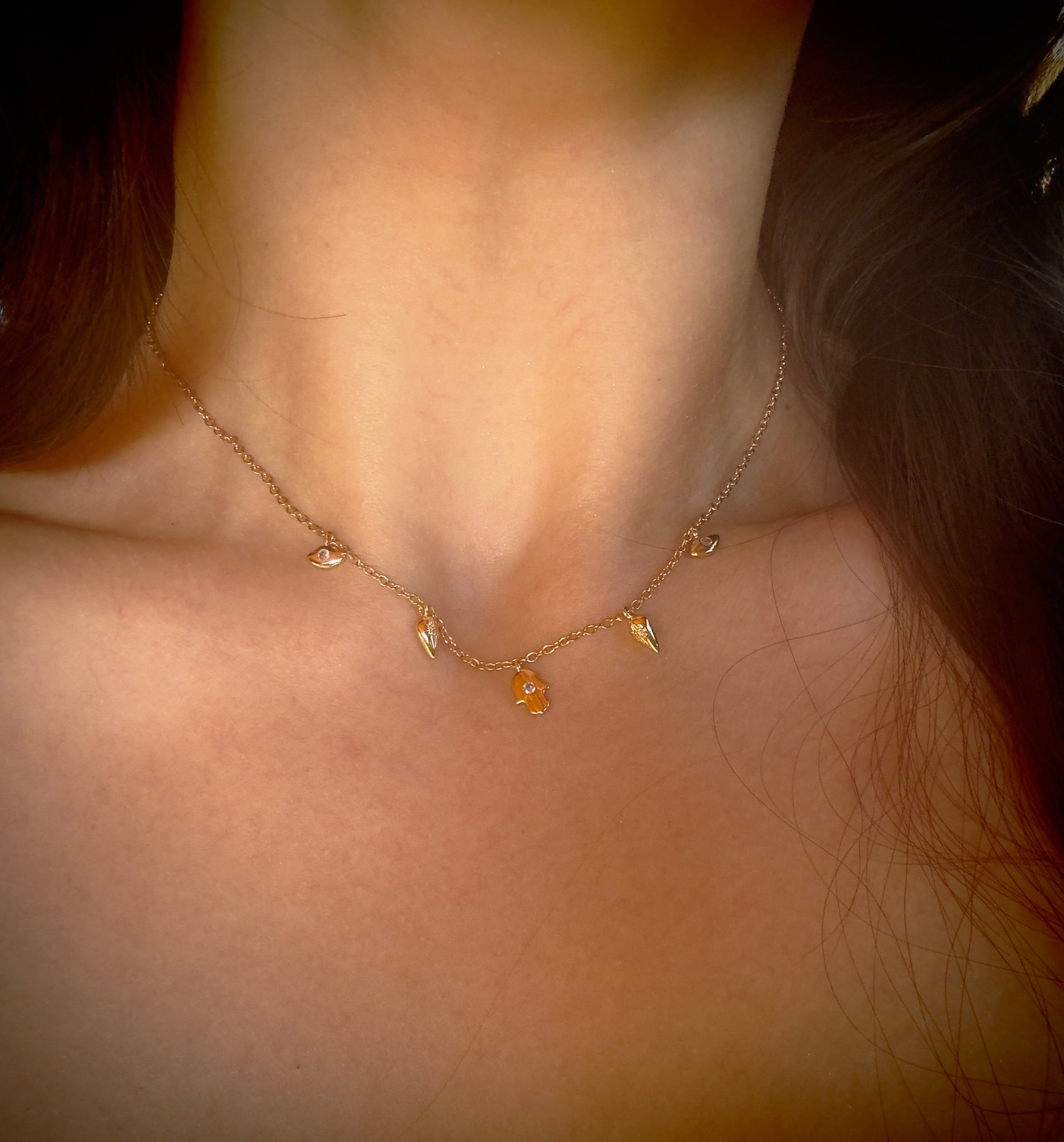 Hamsa & Evil Eye Charm Necklace