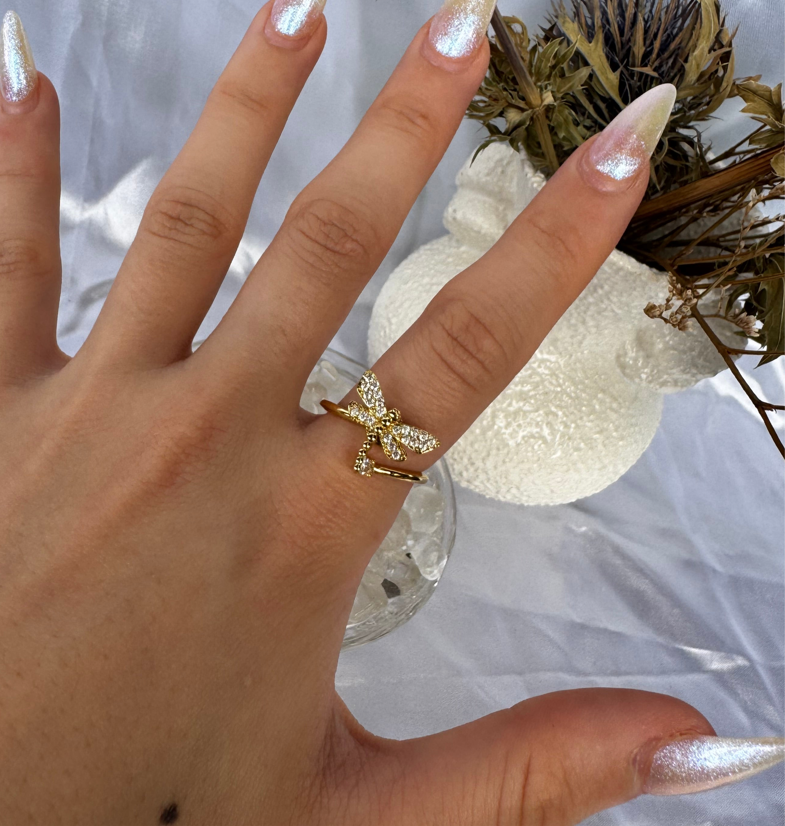Gold Dragonfly Fidget Ring
