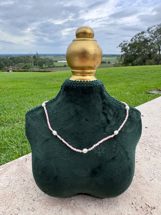 Pink Opal & Pearl Choker