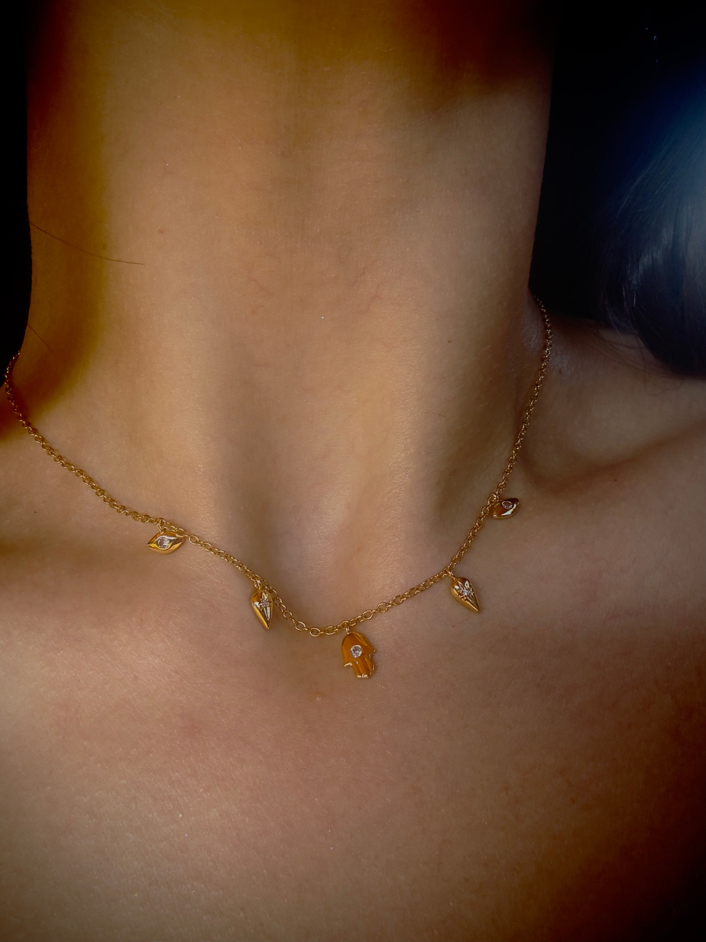 Hamsa & Evil Eye Charm Necklace