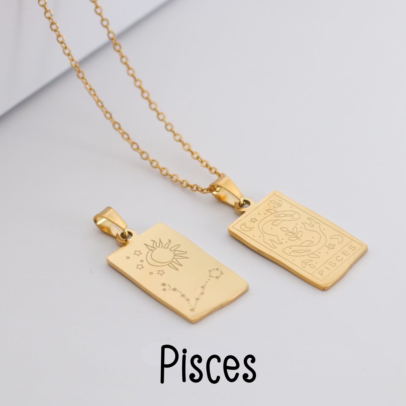 gold plated titanium steel necklace with zodiac pendant