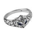 Load image into Gallery viewer, silver owl ring with blue zirconia details
