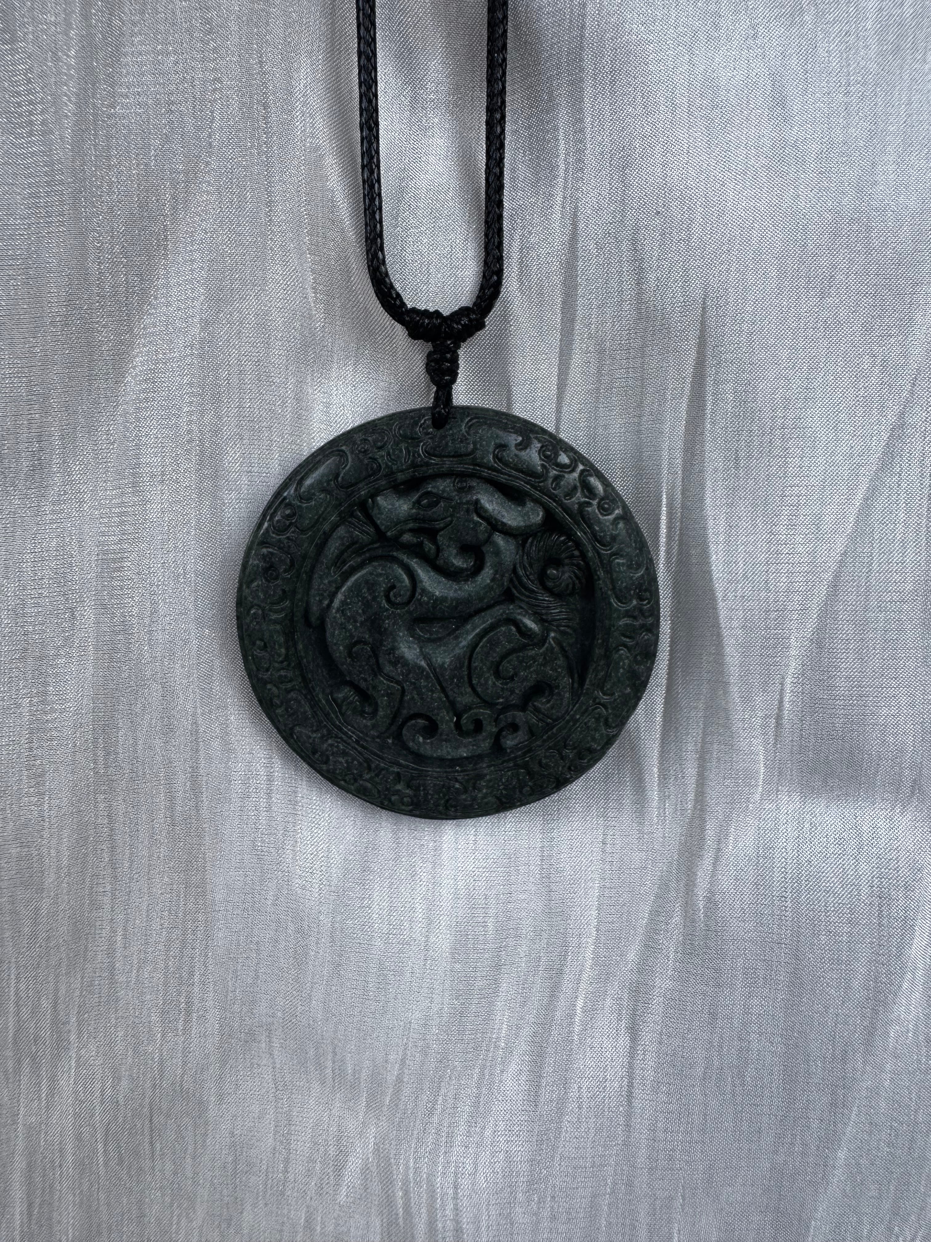 Serpentine Dragon Medallion Pendant