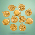 Load image into Gallery viewer, 12 Gold Zodiac and Constellation Star sign Coin Necklace
