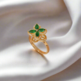 Load image into Gallery viewer, Gold Purple 4 Clovers Pointed Ring
