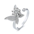 Load image into Gallery viewer, silver fidget ring with butterfly design
