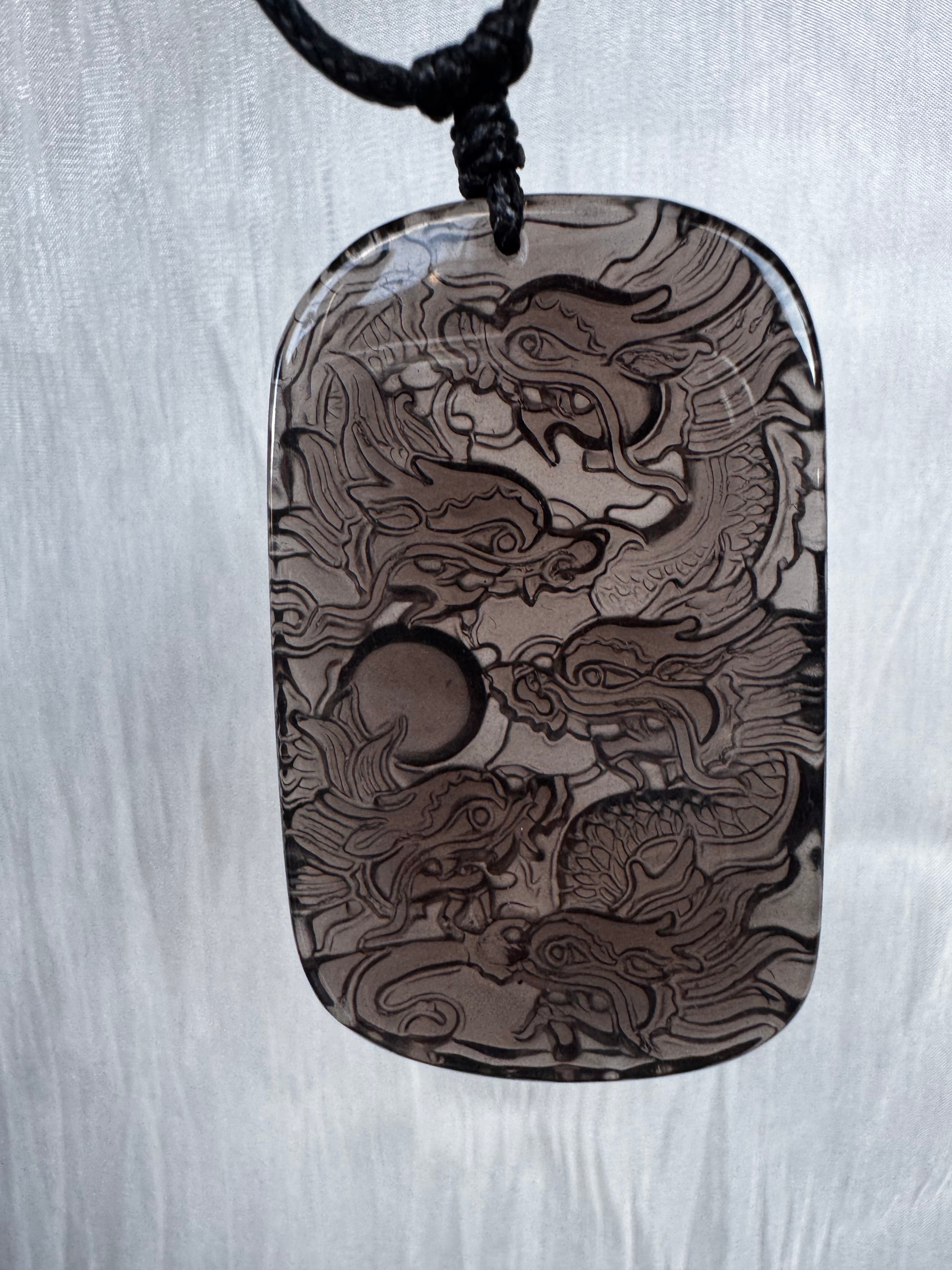Clear Obsidian Dragons Pendant