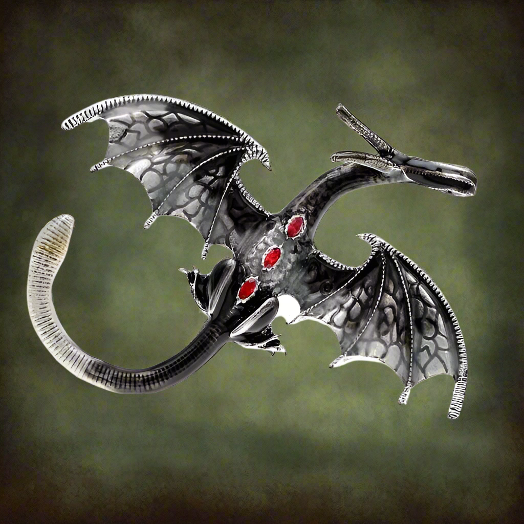 Celtic fantasy dragon enameled Brooch