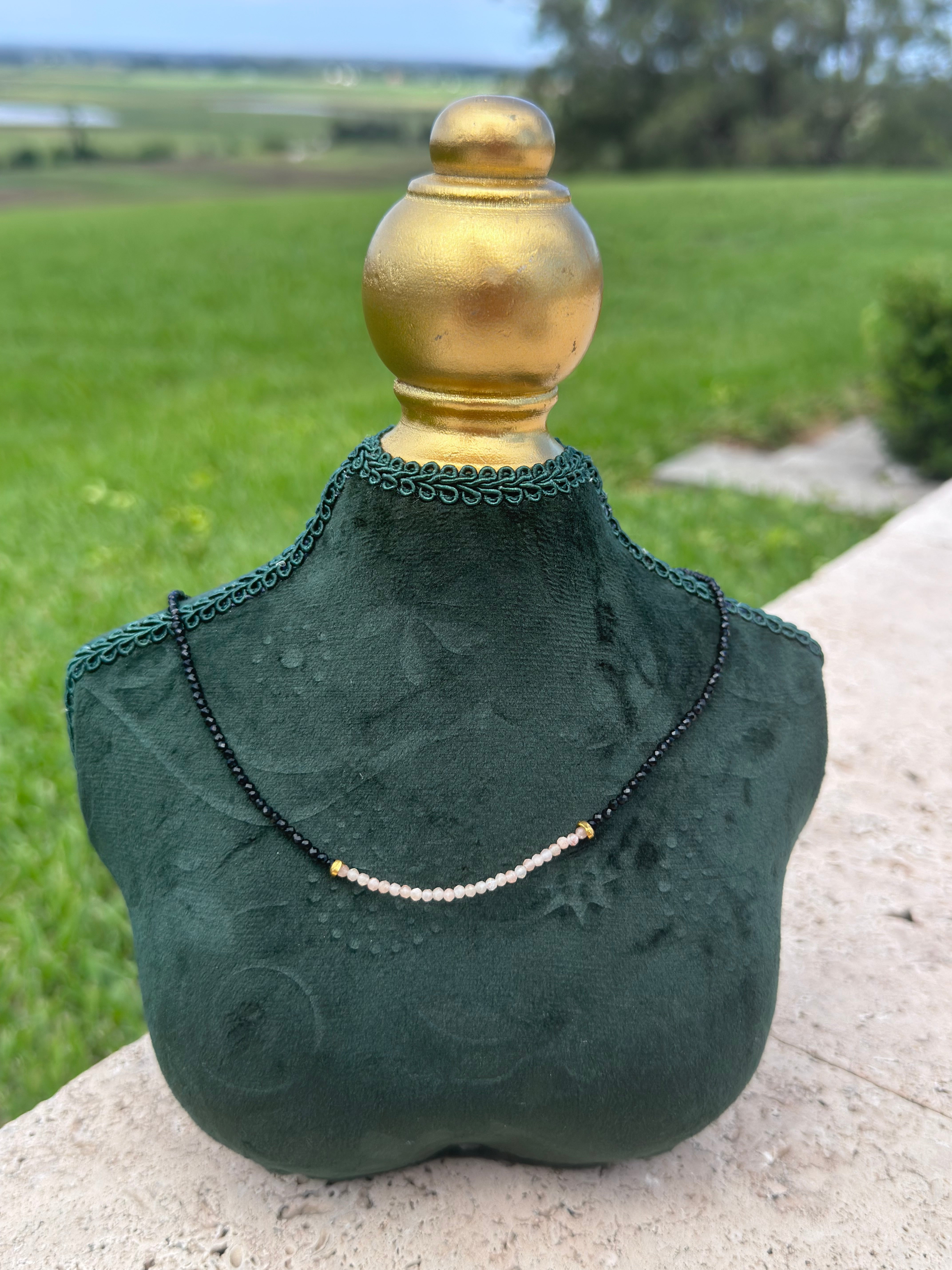 Onyx and Rose Quartz Necklace