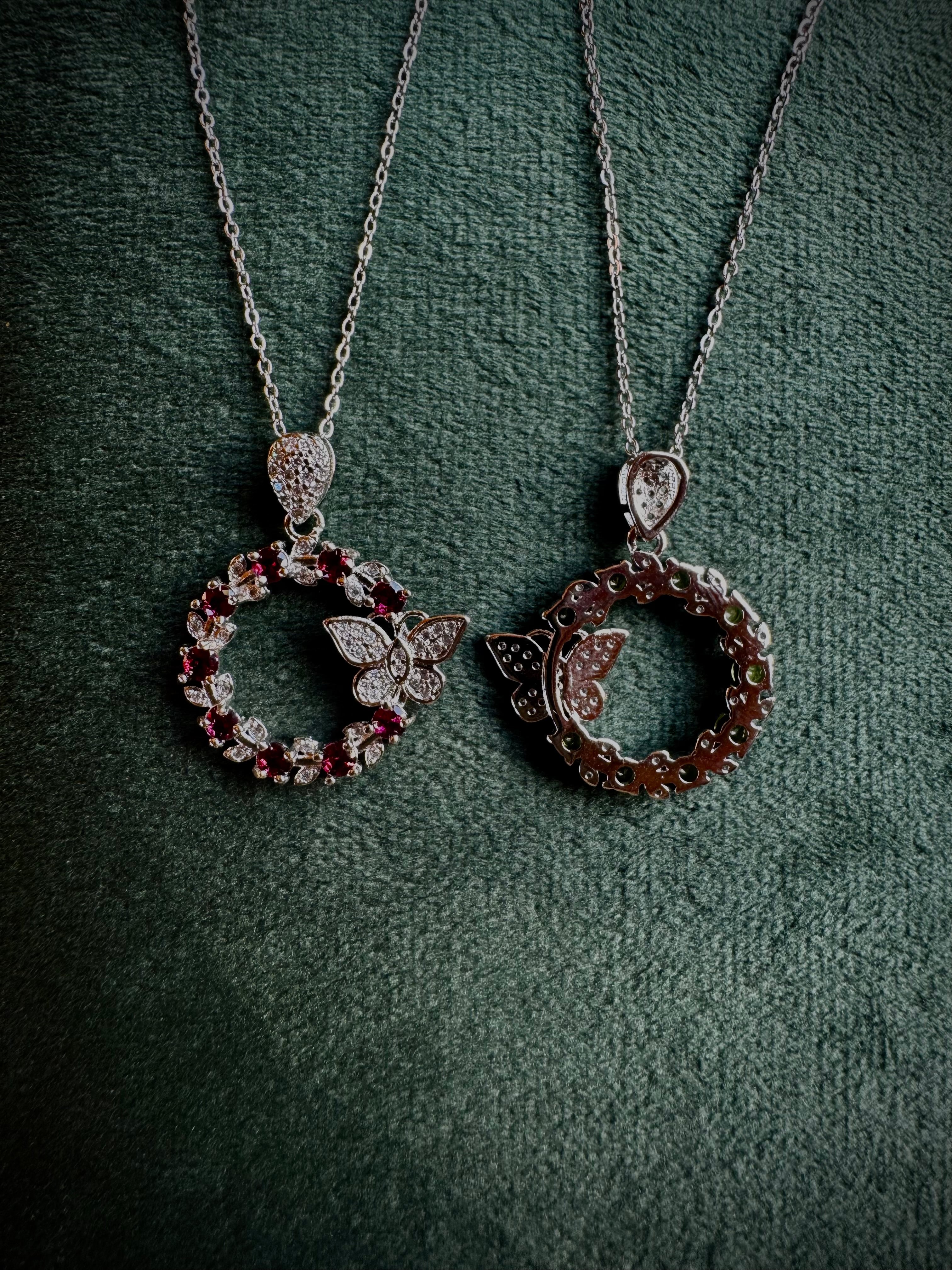 Peridot or Garnet Butterfly Wreath