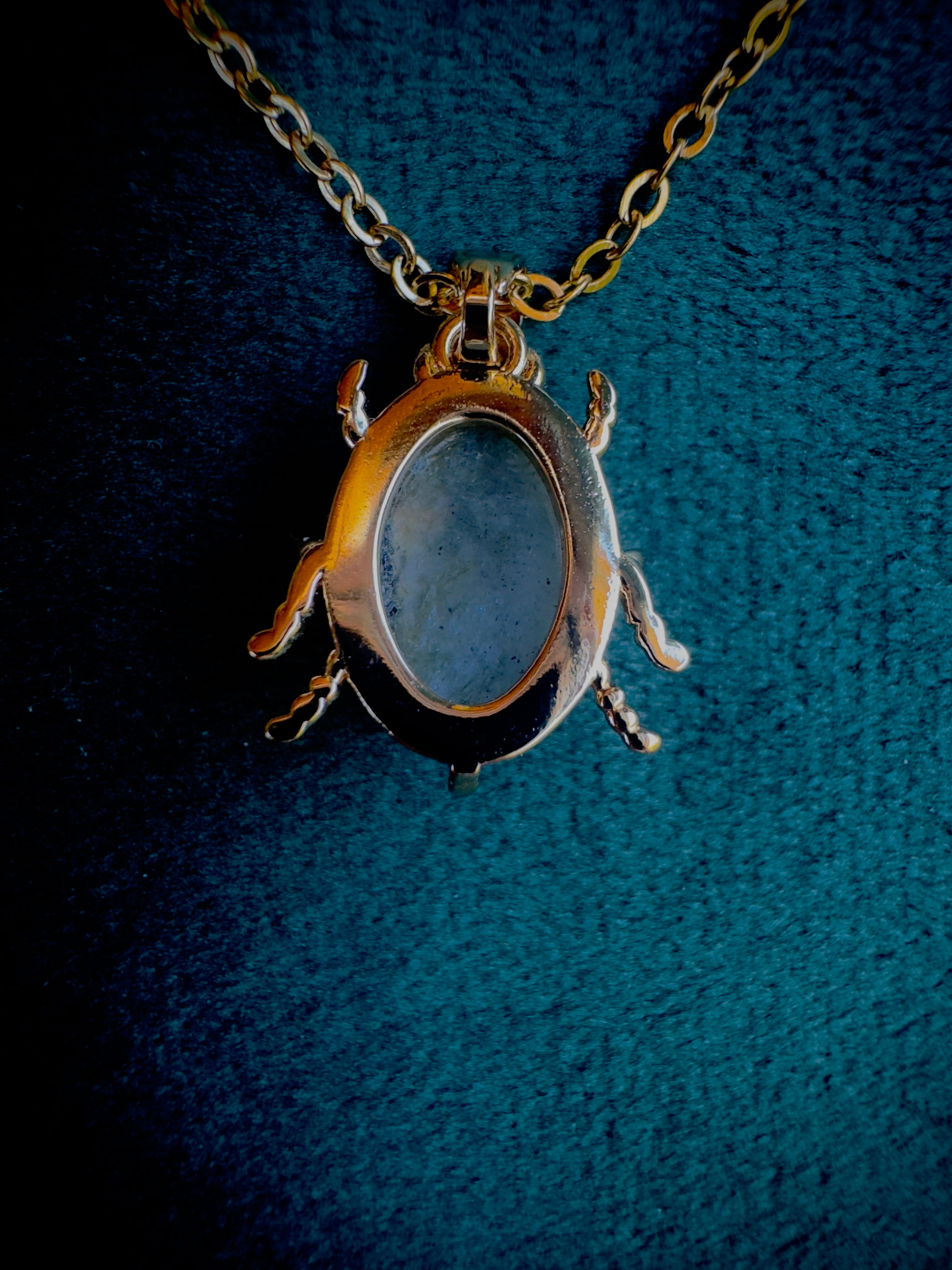Labradorite Beetle Charm