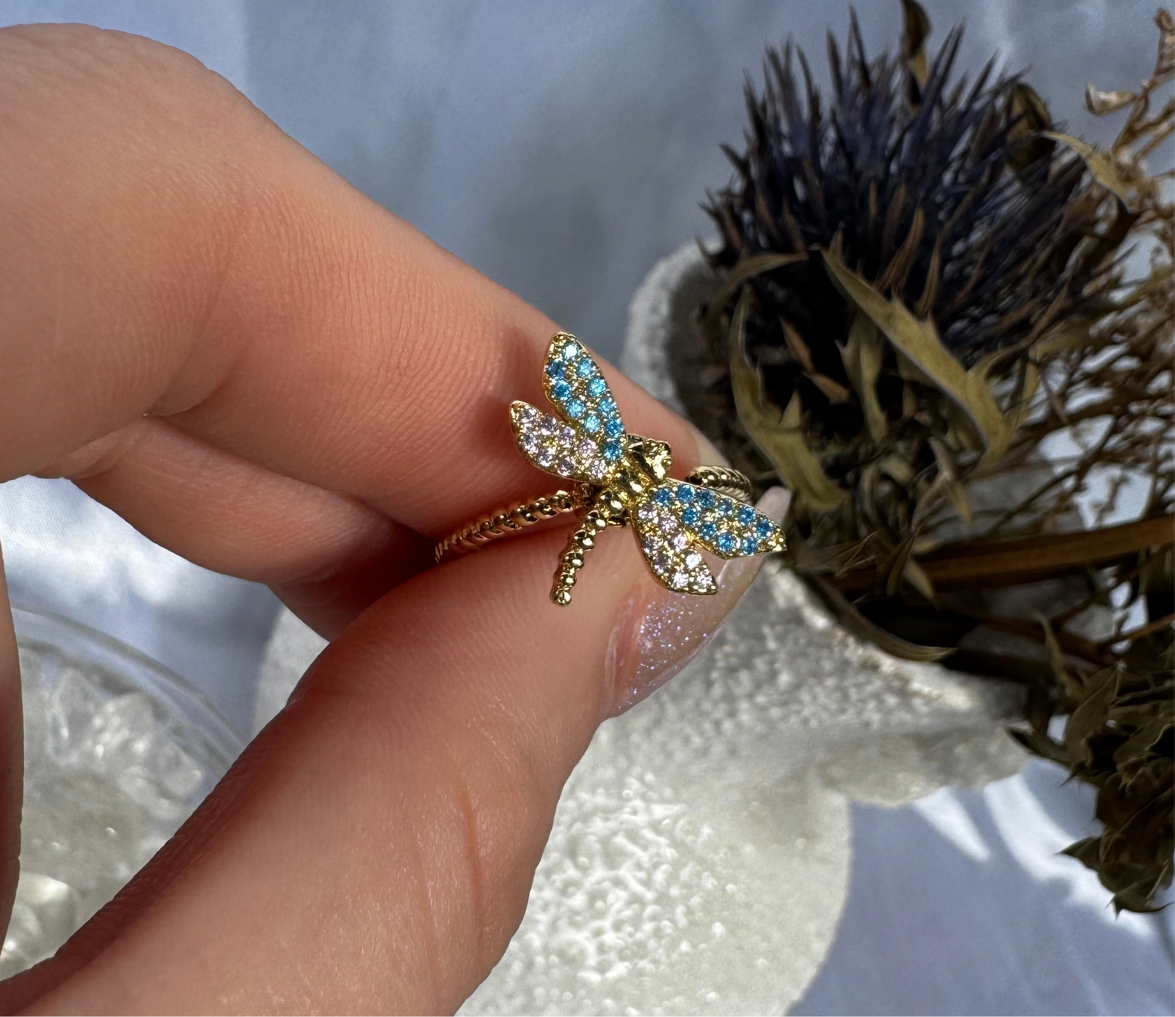 Gold Dragonfly Fidget Ring