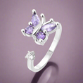 Load image into Gallery viewer, Silver Purple Butterfly Fidget Ring
