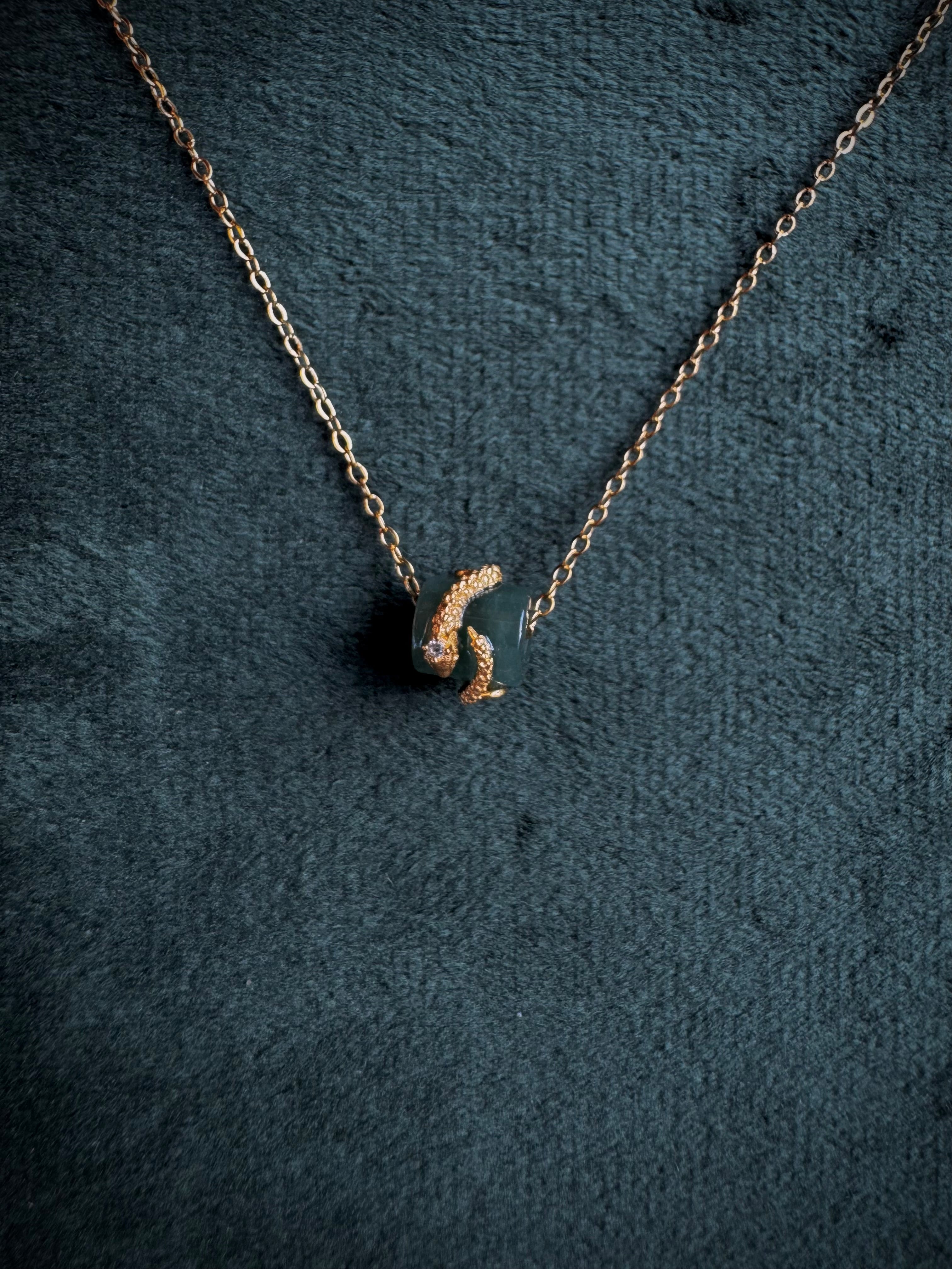 Gold Snake Wrapped Jade S925
