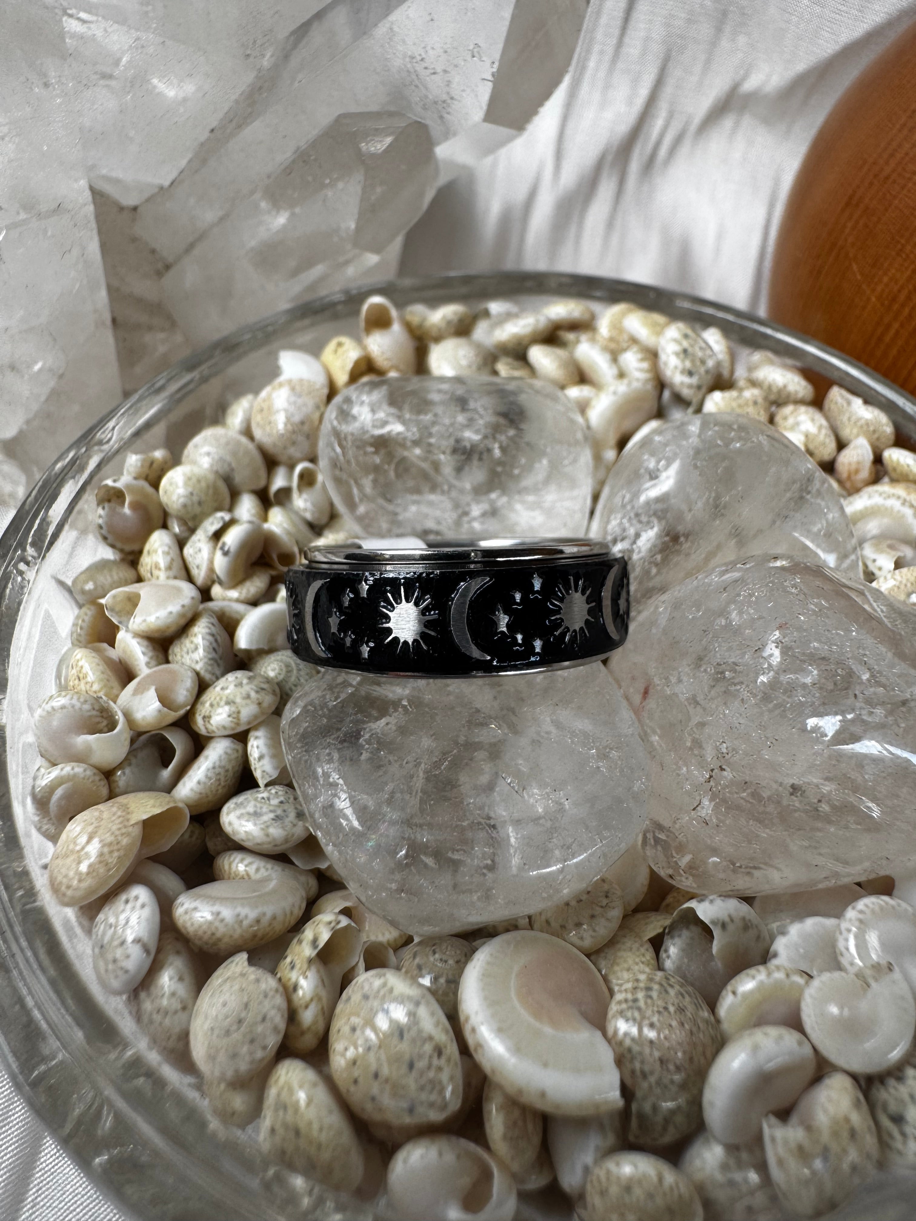 Star Moon Sun Fidget Ring - Gold Silver
