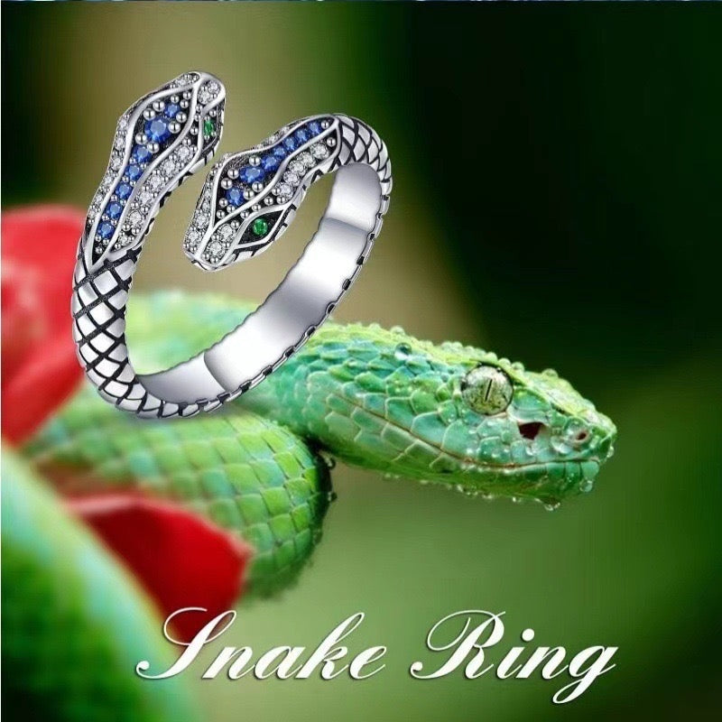 s925 double headed snake ring