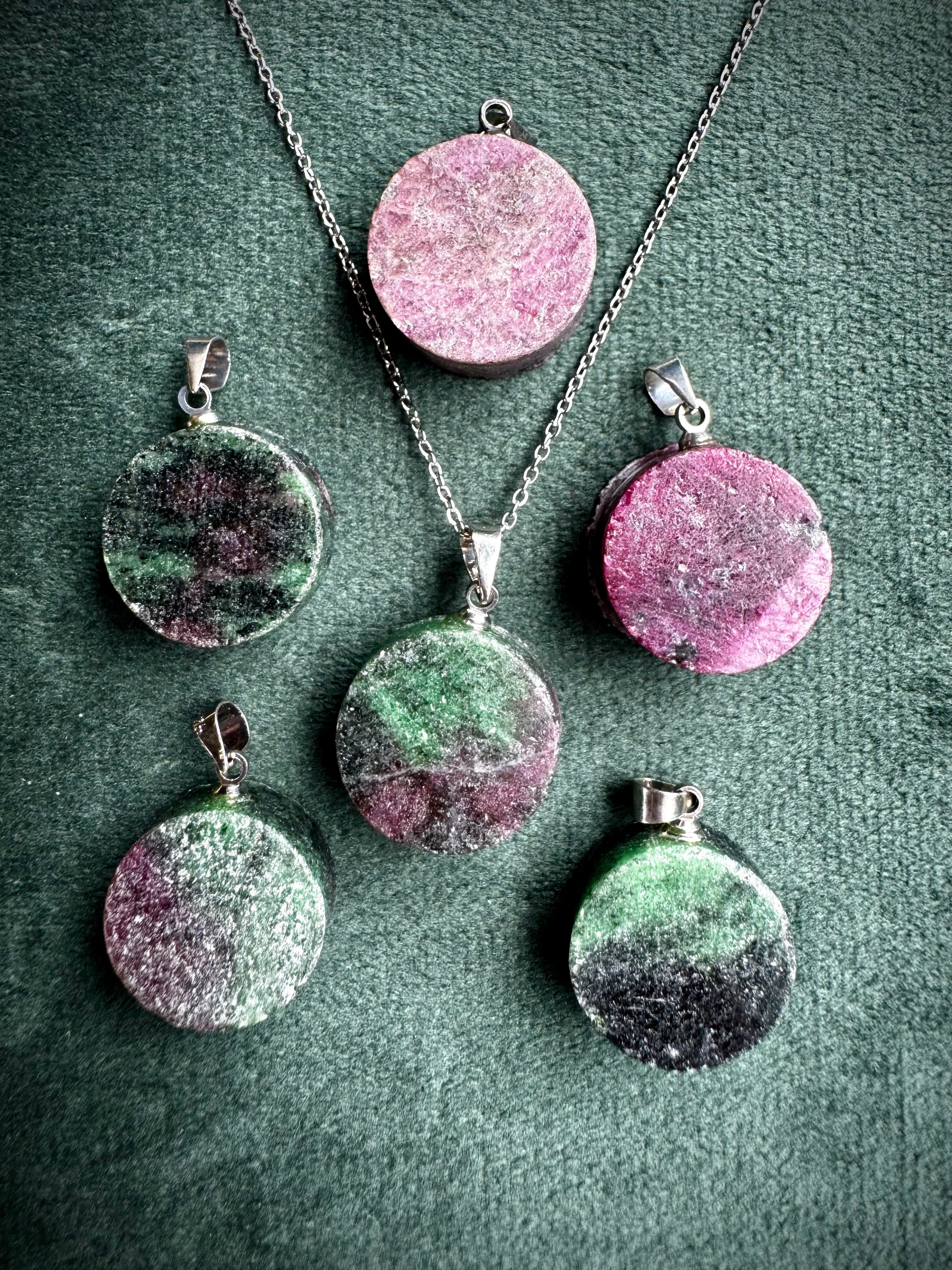 Raw Ruby and Zoisite Pendant