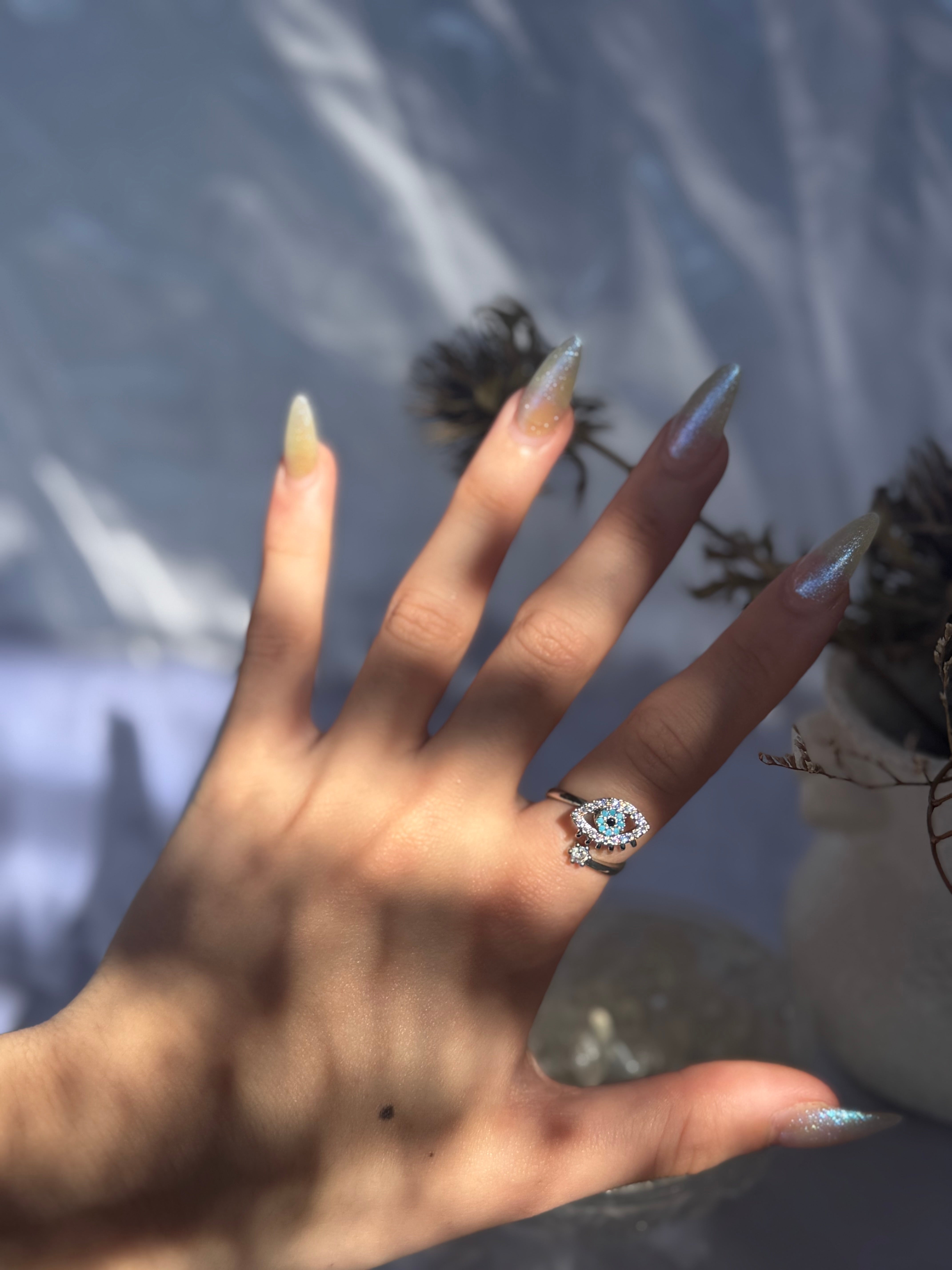 Silver Evil Eye Fidget Ring