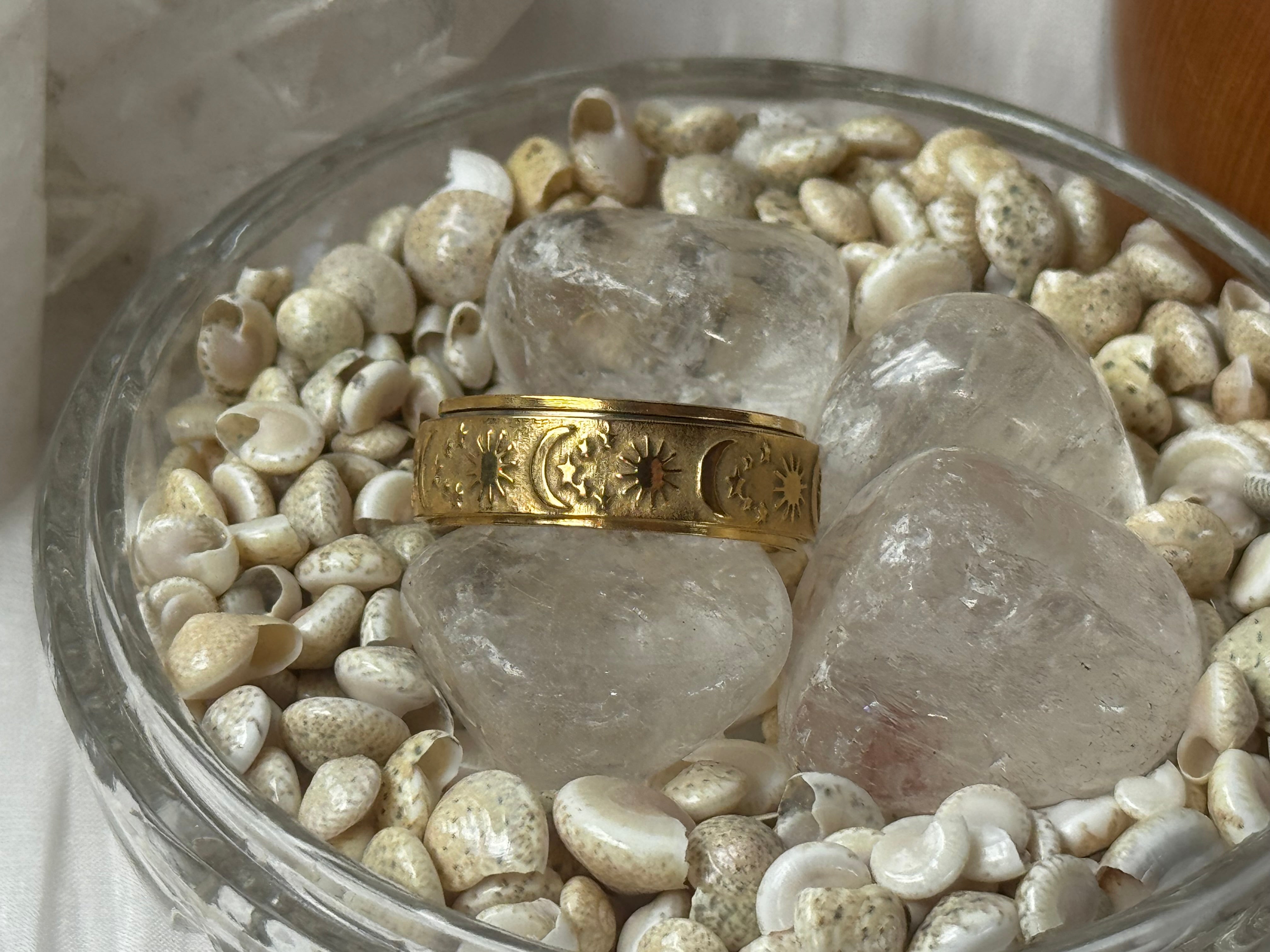 Star Moon Sun Fidget Ring - Gold Silver