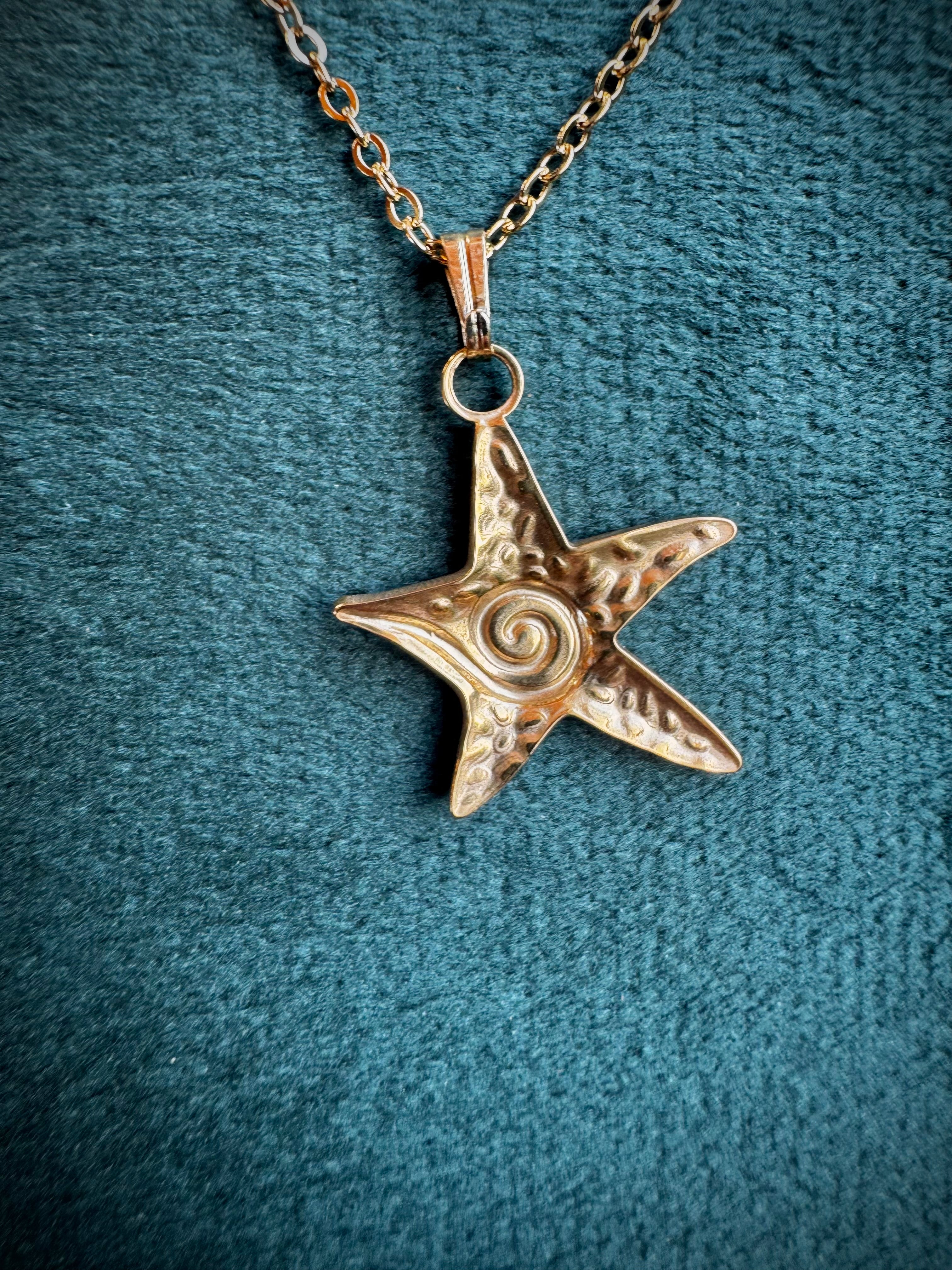 Gold or Silver Starfish with Wave