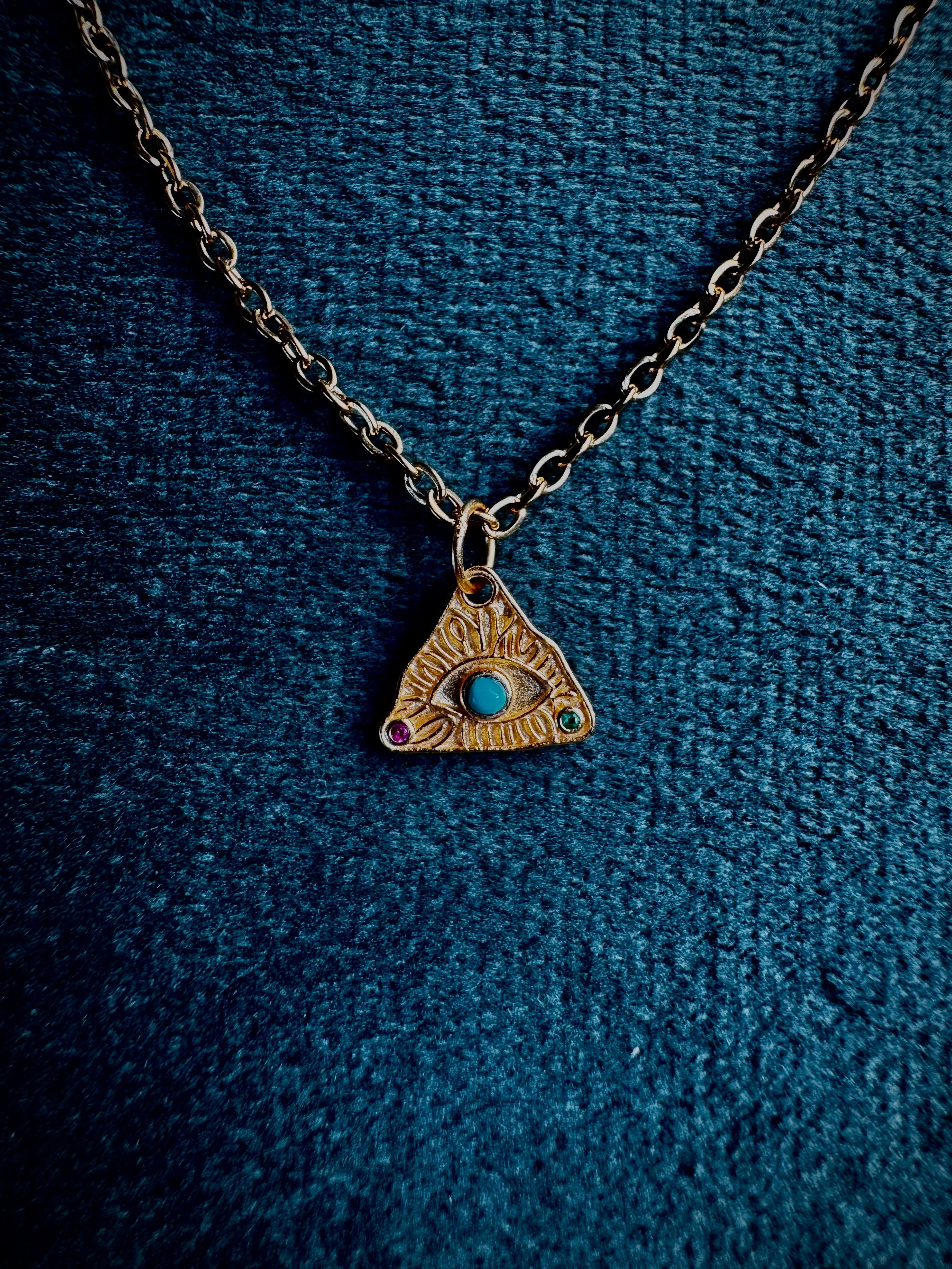 MINI Gold Evil Eye Triangle S925