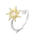 Load image into Gallery viewer, silver fidget ring with gold plated sun design
