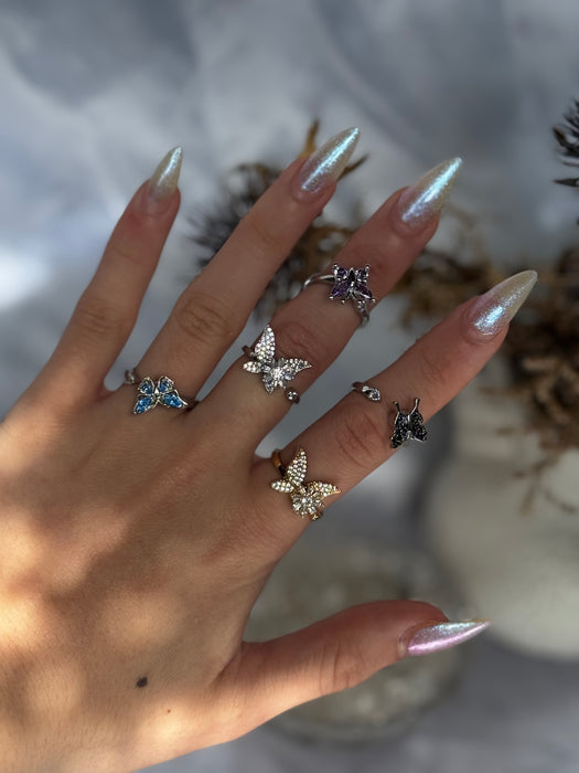 Silver/Gold Butterfly Fidget Rings