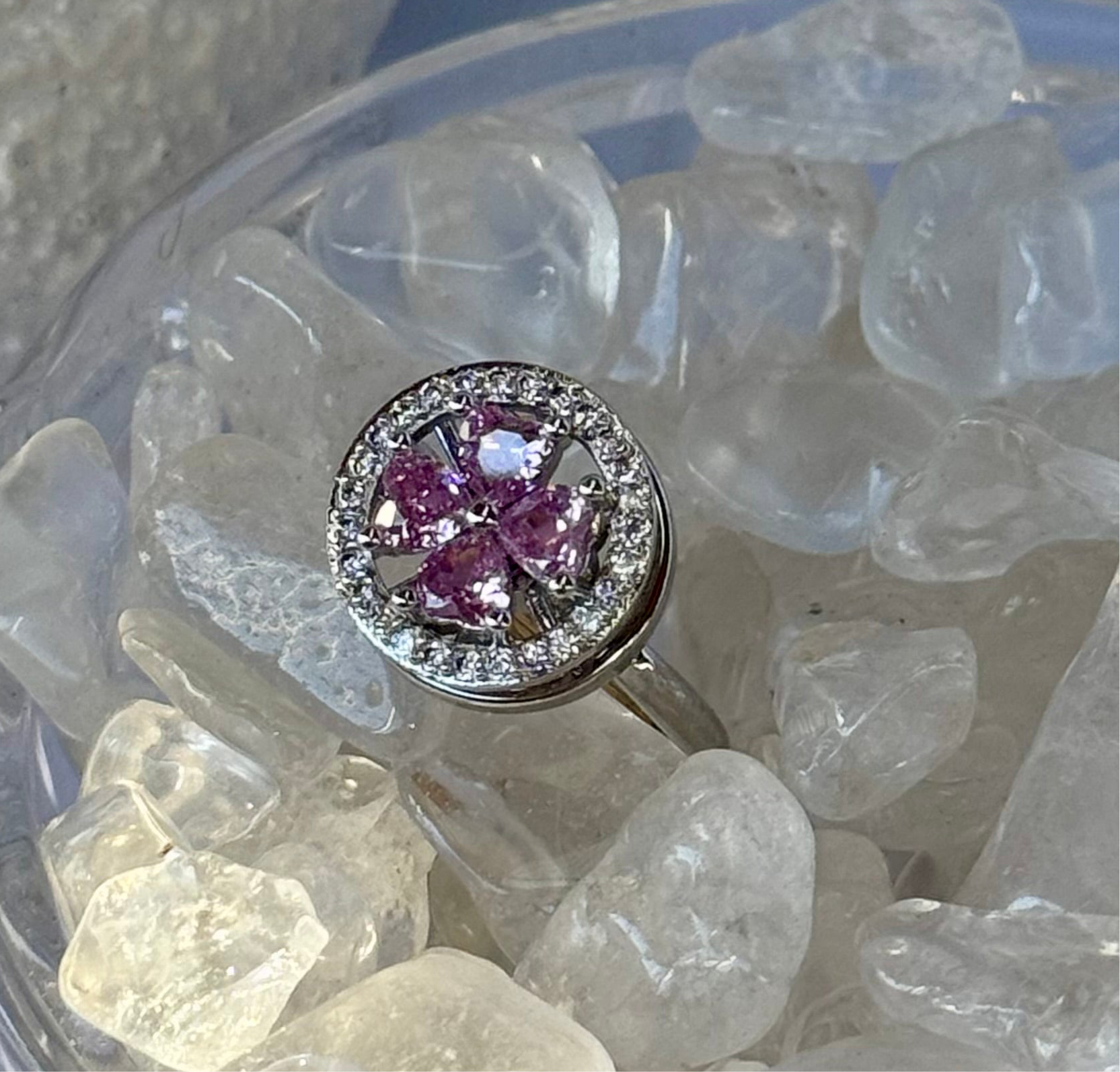 Pink 4 Leaf Clover Fidget Ring